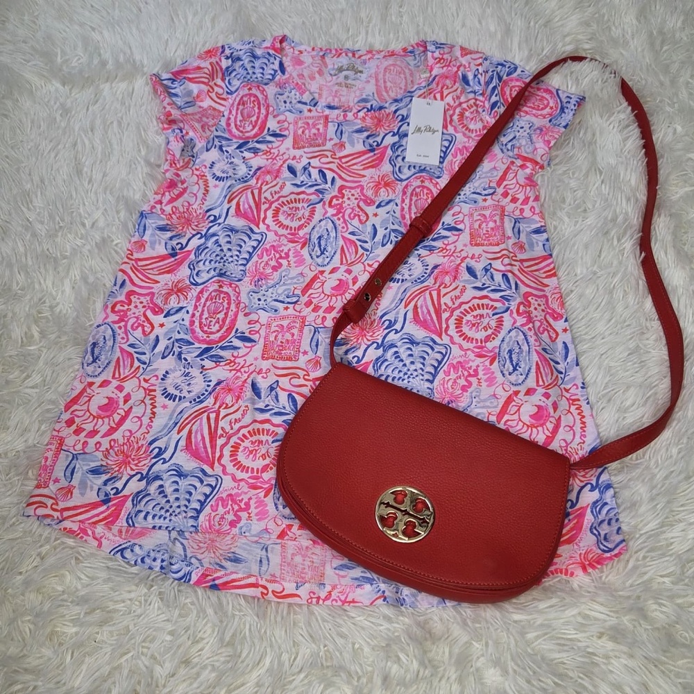 NWT Lilly Pulitzer Etta Scoop Neck Top  "Lil Sun Sea Sand"